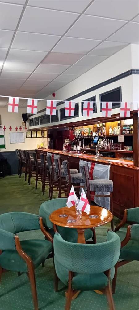 The bar set up to show an England match